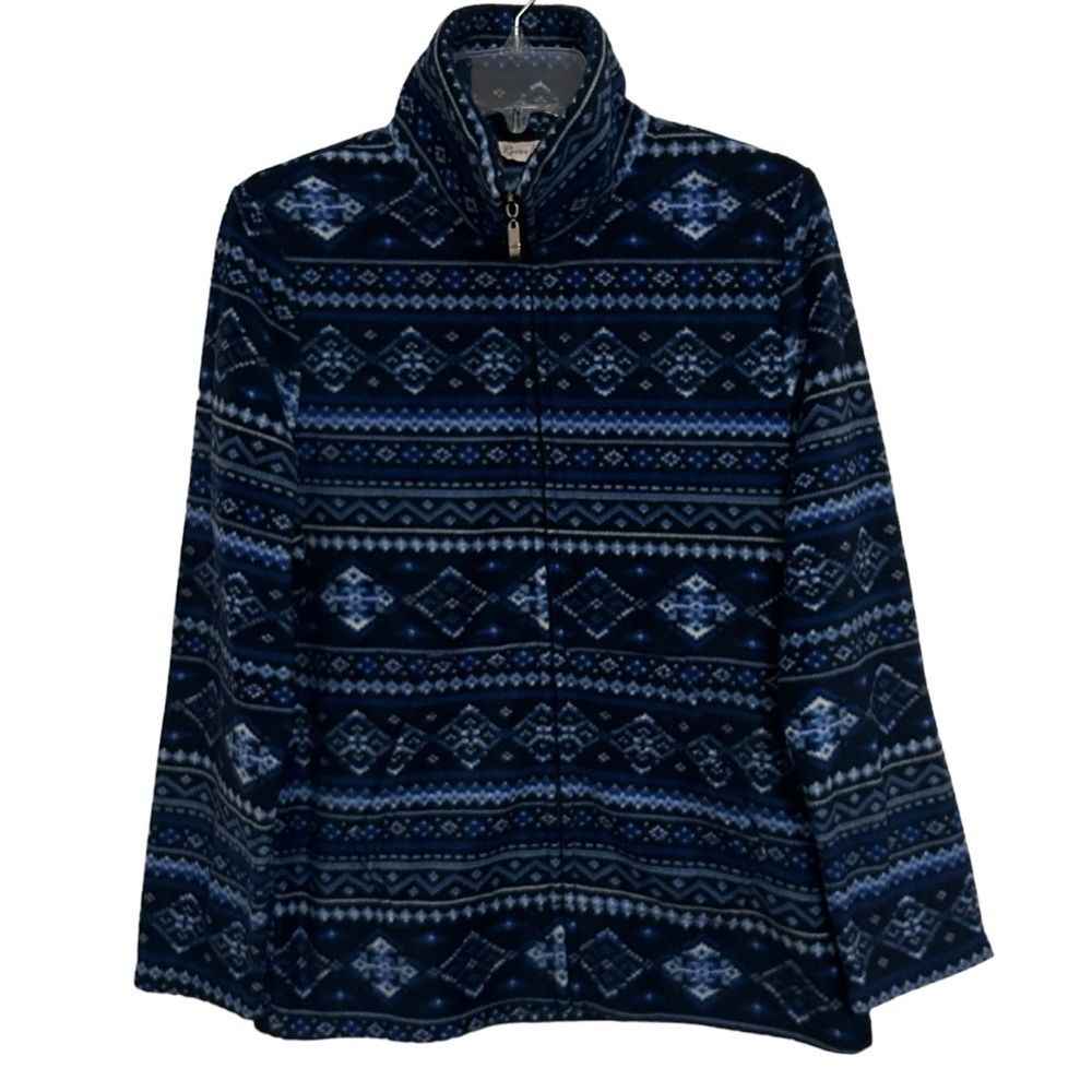 RIVER & ROSE NWT Blue/Multi Printed Long Sleeve Zip Up Fleece Jacket M